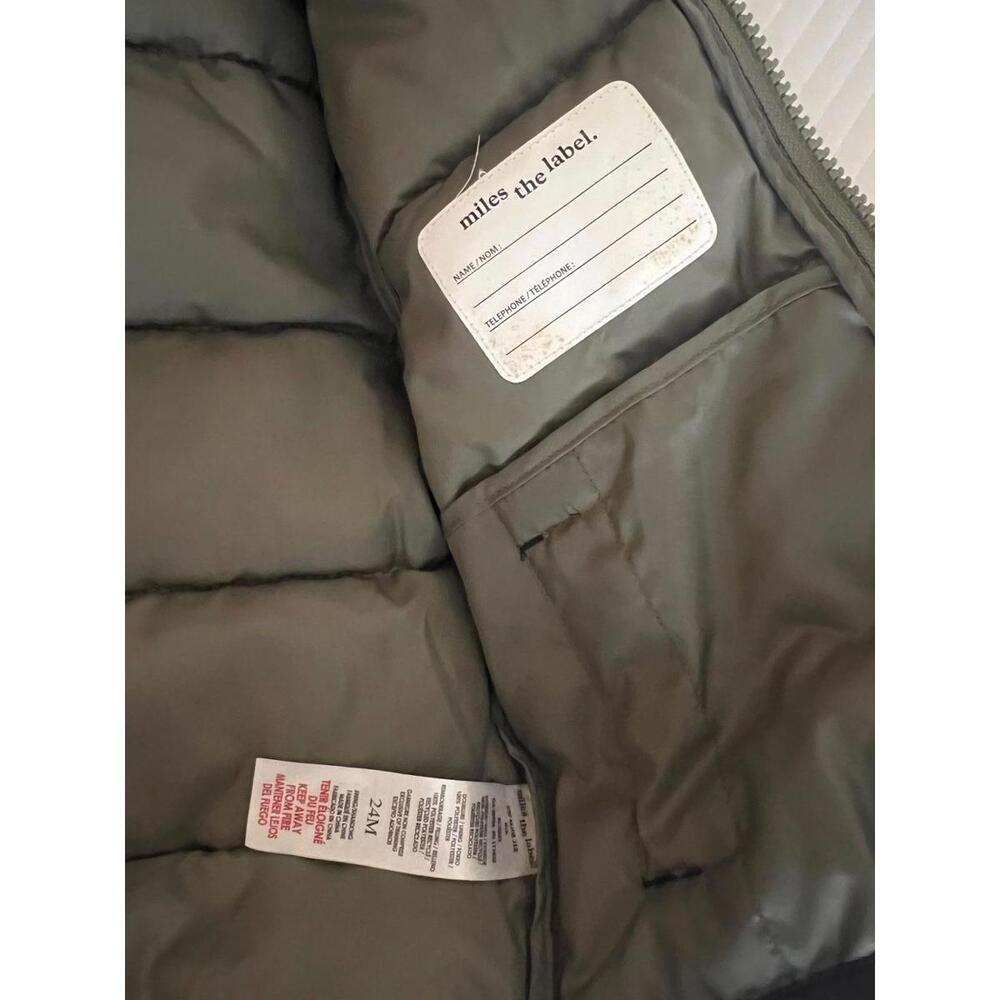 Miles The Label Kids' Puffer Jacket with Hood and Dinosaur Print Size 24 mnths